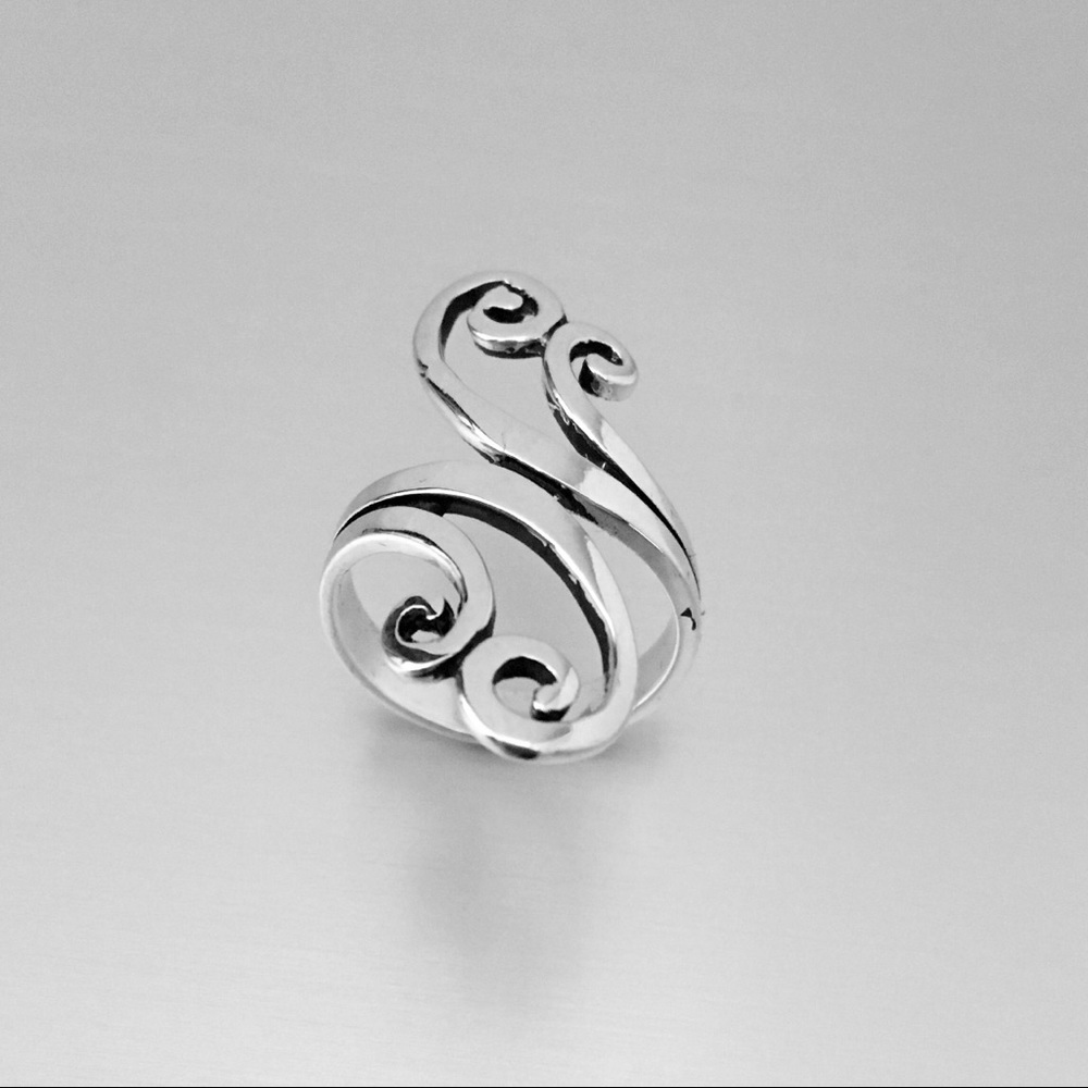 Sterling Silver Statement Swirly Ring - image 2